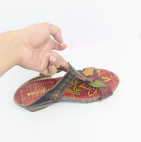 Socofy leather floral sandals - Picture 11 of 16